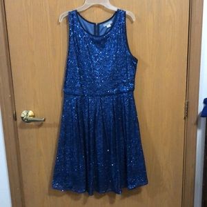 Navy blue sparkly dress.